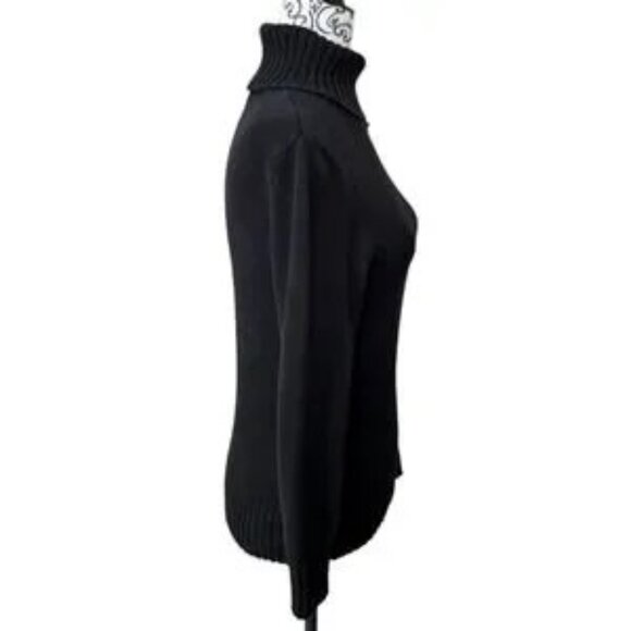 Club Monaco Sweater Turtleneck Black Solid Cotton Chunky Women's size Small - Picture 3 of 5